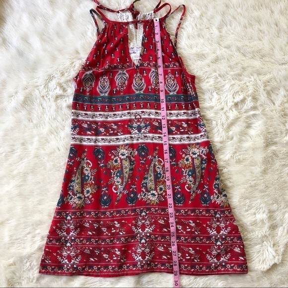 Band of Gypsies Dress Festival Boho Crochet Back Paisley Red S - Picture 7 of 8